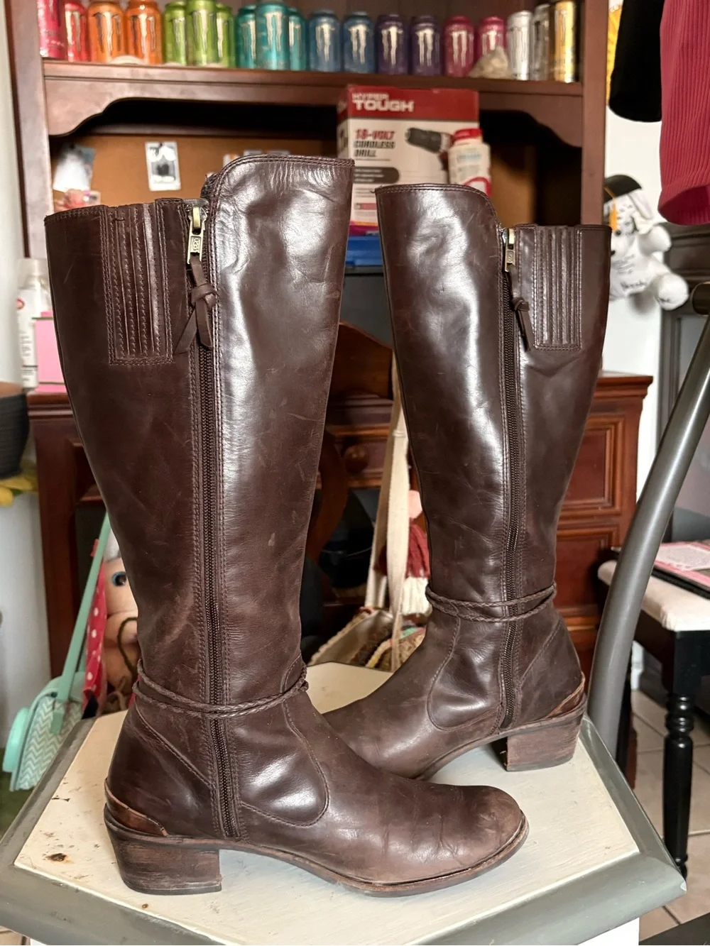 UGG Women's Dark Brown Over-the-Knee Leather Boots
